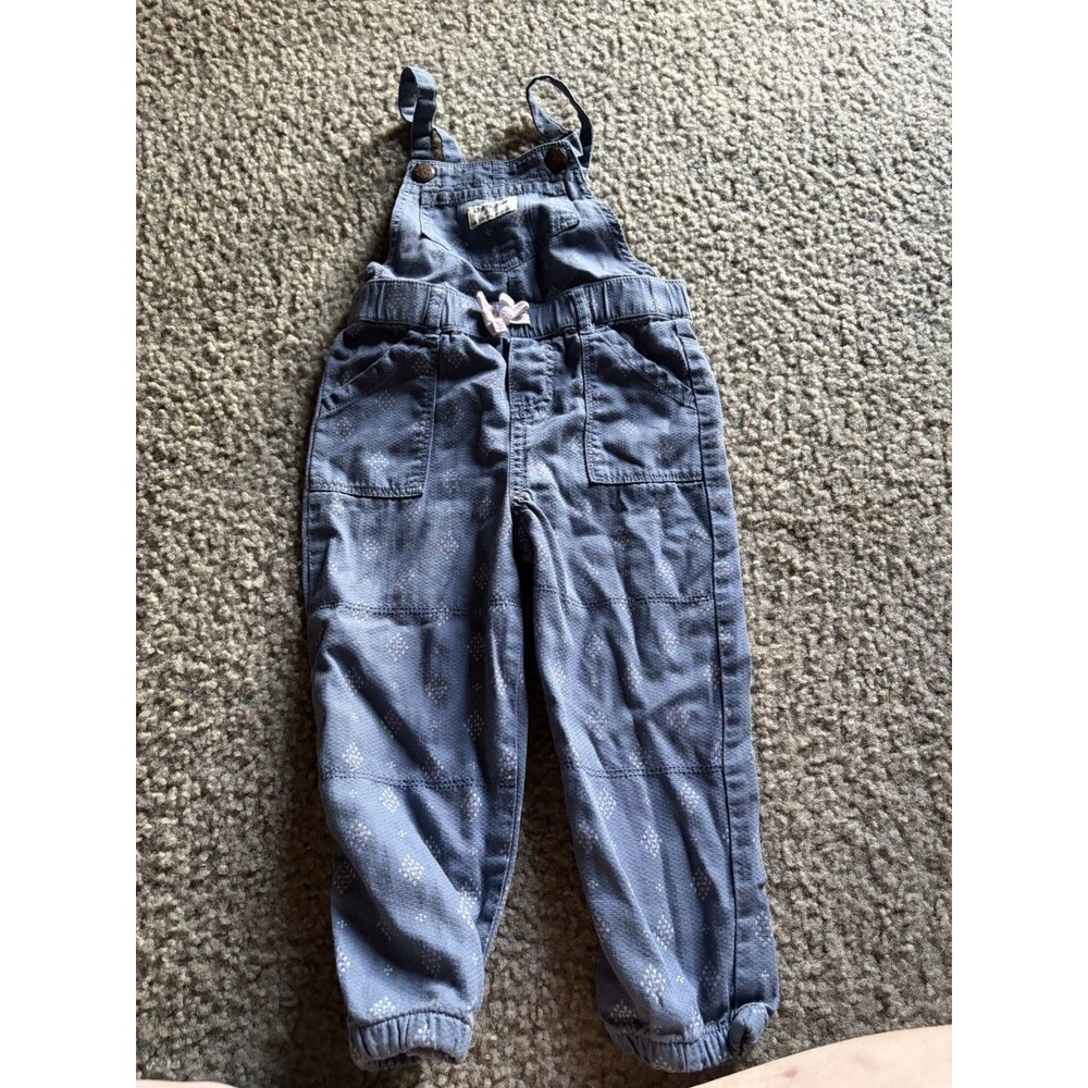 Vintage OshKosh B’Gosh Girls’ Denim Floral Bib Overalls Size 2T